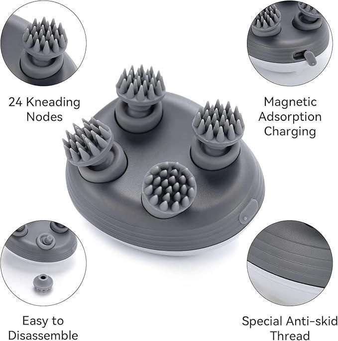 🧠 Electric Head Scalp Massager – Rechargeable & Waterproof